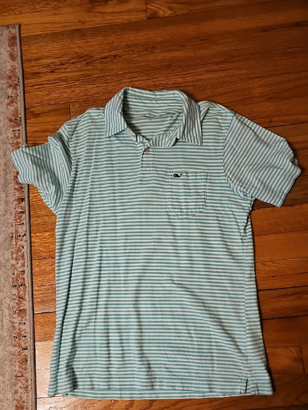 Vineyard Vines Mint Green and White Striped Polo - Kids